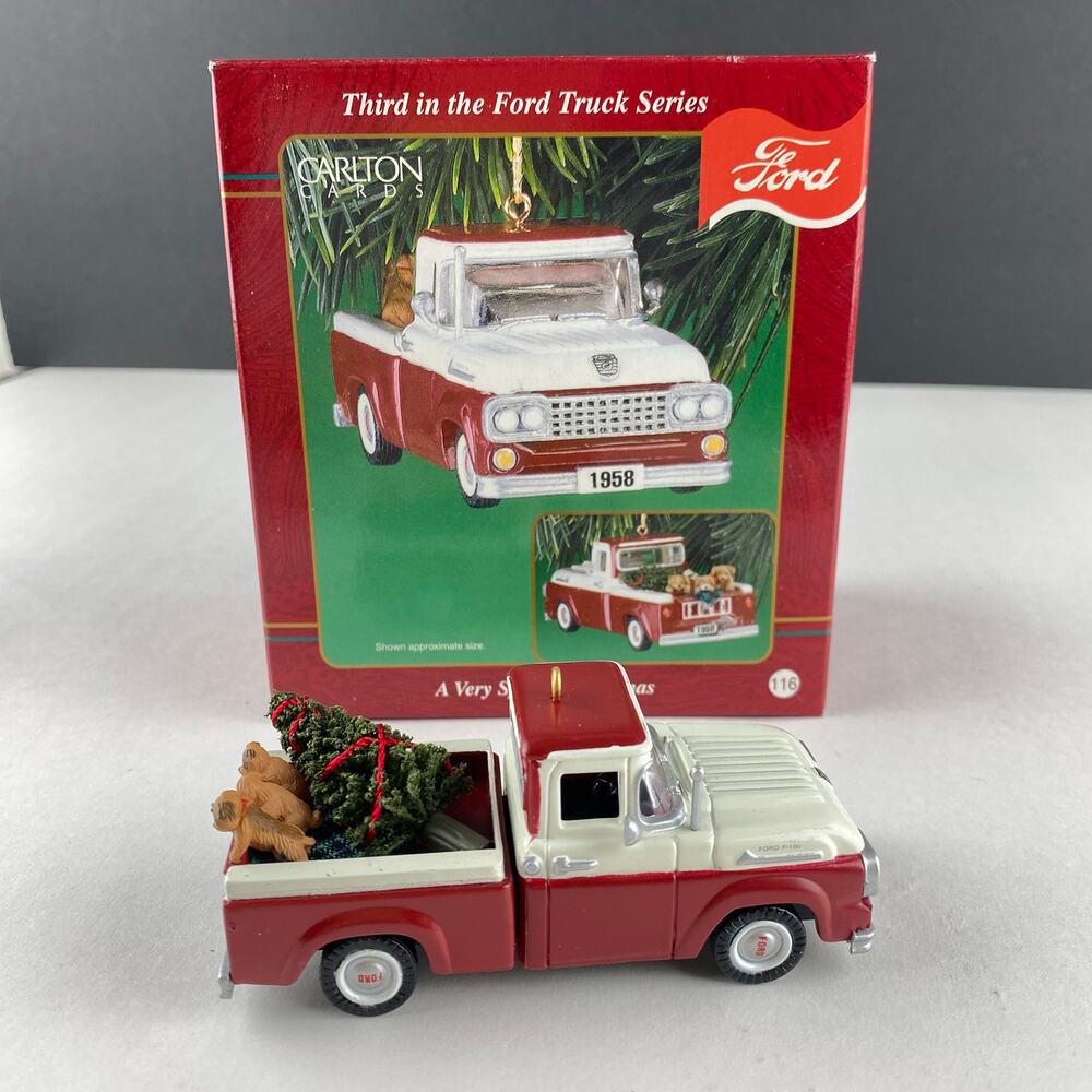 Vintage 2001 Carlton Cards 1958 Ford F-100 Pickup Truck Ornament Series #3